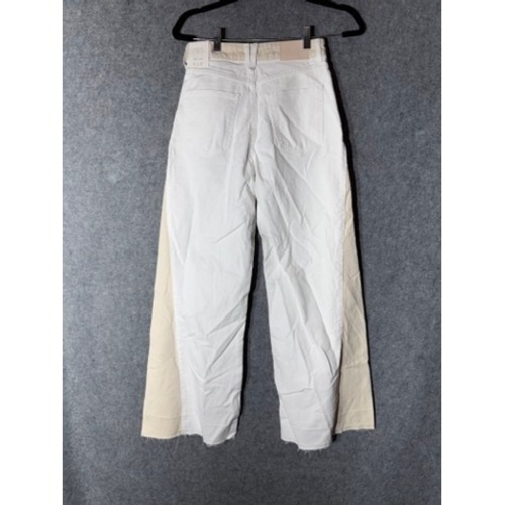 Zara Womens Wide Leg Patchwork Jeans White Ecru High Rise 6164/186/072 Size 2 - Picture 7 of 10